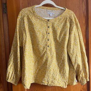 Manzana Peasant Top Yellow Meadow Organic Cotton Long Sleeve Large